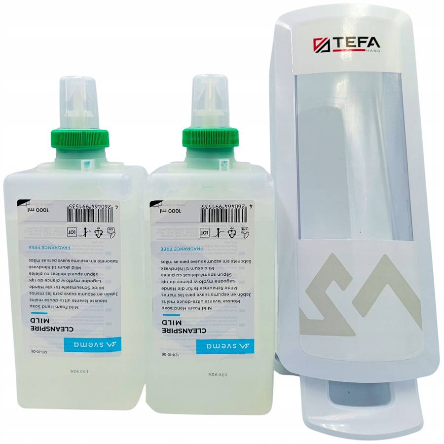 SVEMA Mydło w piance CLEANSPIRE MILD 1l + 1l + dozownik na ścianę ZESTAW