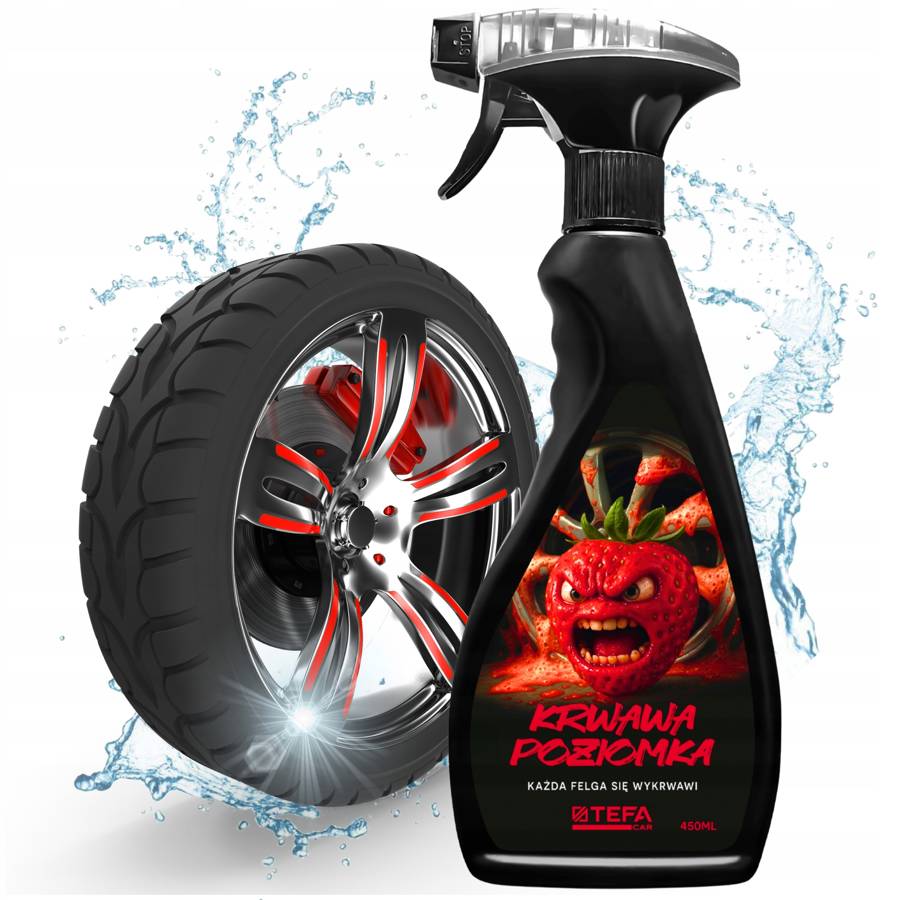 TEFA Car KRWAWA POZIOMKA 450ml SPRAY Do FELG Płyn Do Mycia Czyszczenia Felg TEFA Car Krwawa Poziomka 450