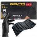 Rękawiczki Nitrylowe XXL BLACK Czarne MOCNE GRIP 3D Diamond Bez Pudrowe ProMates