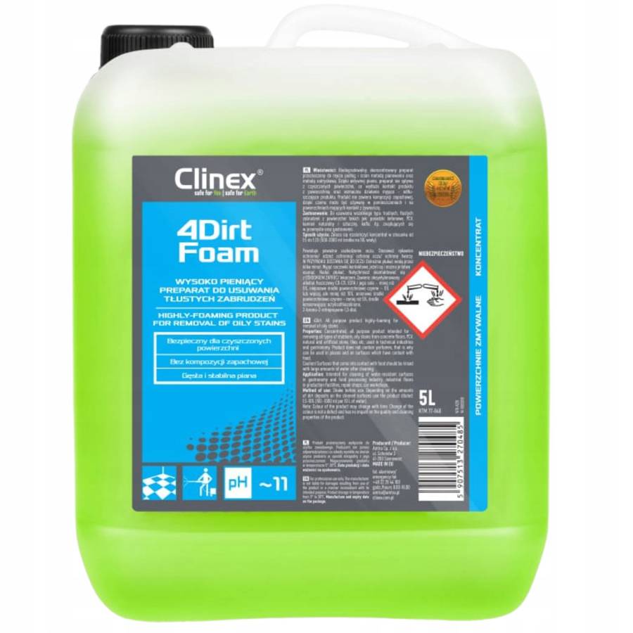 CLINEX 4Dirt Wysoko pieniący koncentrat do usuwania tłustych zabrudzeń 5L