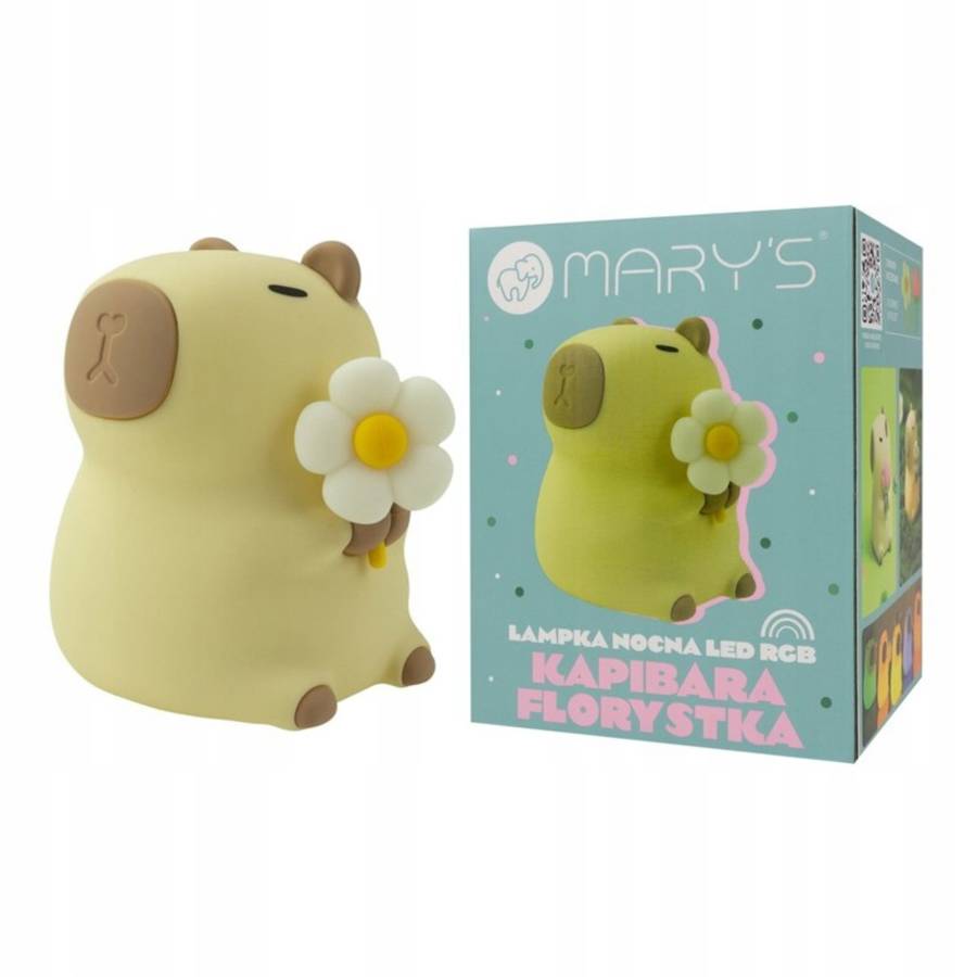 ECO MARY'S Kapibara florystka Lampka nocna dla dzieci led rgb zmienia kolor KAPIBARA FLORYSTKA