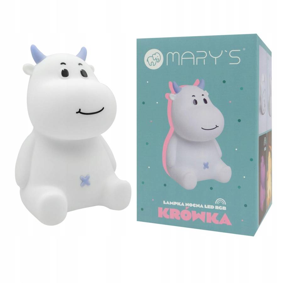 ECO MARY'S Krówka niebieska Lampka nocna dla dzieci led ułatwia zasypianie KRÓWKA NIEBIESKA